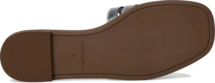 Tory Burch Ines Cage Slides Women's Sandals Silver/Wild Mushroom : 10 M, Leather/Rubber - Image 3