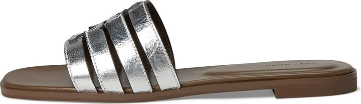 Tory Burch Ines Cage Slides Women's Sandals Silver/Wild Mushroom : 10 M, Leather/Rubber - Image 6