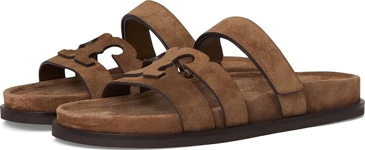 Tory Burch Ines Sport Slide Women's Sandals River Rock : 5 M, Suede