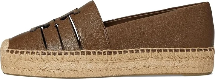 Tory Burch Ines Strap Platform Espadrille Women's Flat Shoes Wild Mushroom : 6.5 M, Leather - Image 6