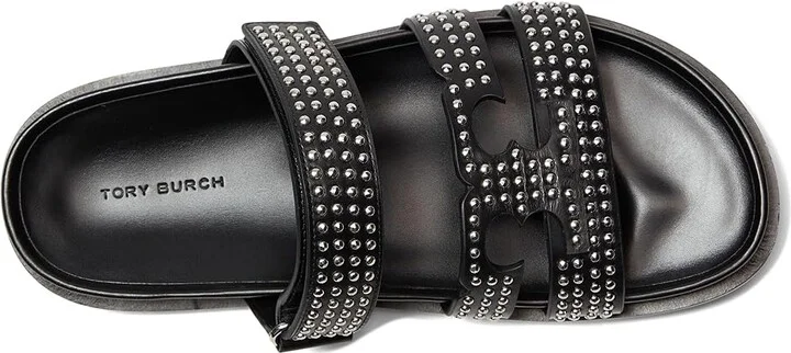 Tory Burch Ines Stud Sport Slide Women's Sandals Perfect Black/Silver : 5 M, Leather - Image 2