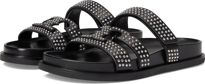 Tory Burch Ines Stud Sport Slide Women's Sandals Perfect Black/Silver : 5 M, Leather