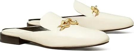 Tory Burch Jessa Backless Loafers Women's Flat Shoes Light Cream : 10.5 M, Leather