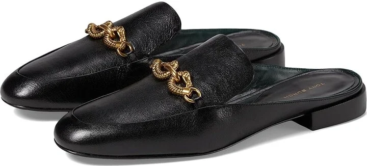 Tory Burch Jessa Backless Loafers Women's Flat Shoes Perfect Black : 6 M, Leather