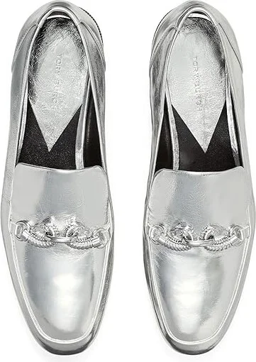Tory Burch Jessa Loafers Women's Flat Shoes Silver : 7.5 M, Leather - Image 2