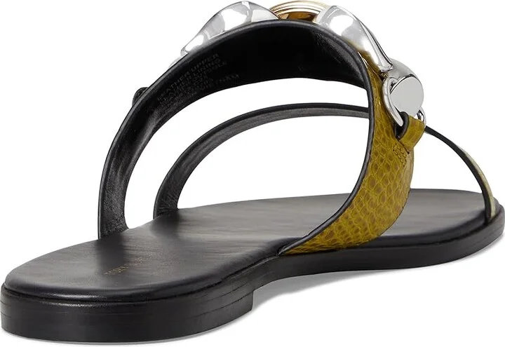 Tory Burch Jessa Two Band Sandals Women's Wedge Shoes Green Tomato : 10 M, Leather - Image 4