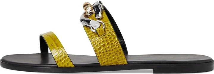 Tory Burch Jessa Two Band Sandals Women's Wedge Shoes Green Tomato : 10 M, Leather - Image 6