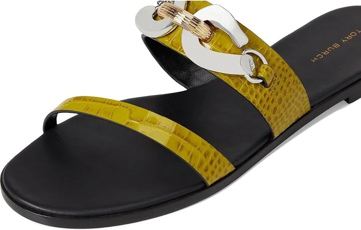 Tory Burch Jessa Two Band Sandals Women's Wedge Shoes Green Tomato : 10 M, Leather - Image 7