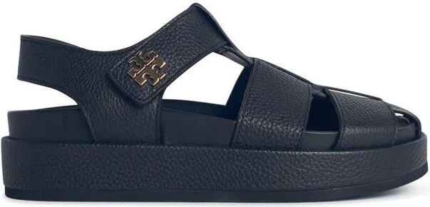 Tory Burch 'Kira Fisherman Sport' Black Leather Sandals