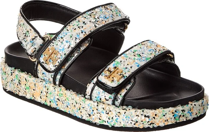 Tory Burch Kira Glitter Canvas & Leather Sport Sandal