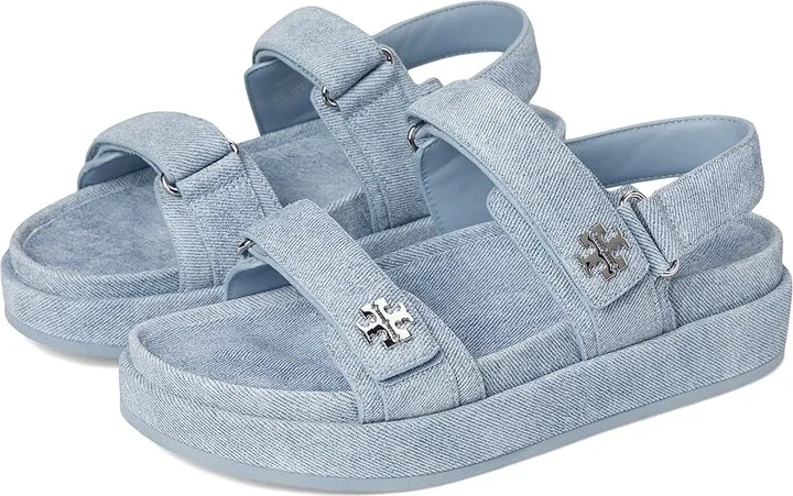 Tory Burch Kira Sport Sandal Women's Shoes Blue Cloud : 5 M, Leather