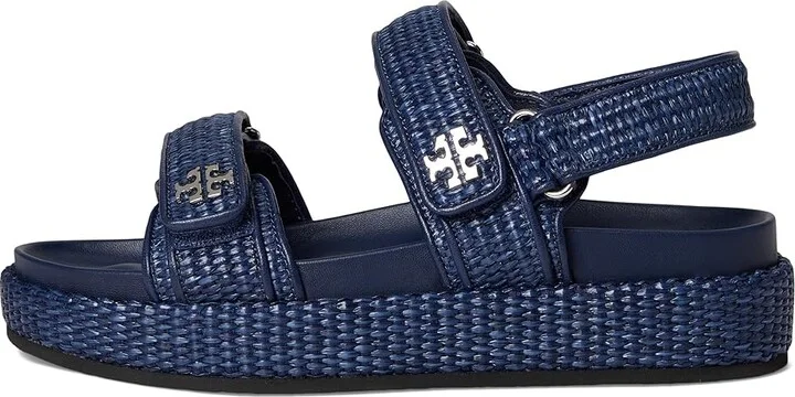 Tory Burch Kira Sport Sandals Women's Wedge Shoes Navy : 7.5 M, Leather - Image 6