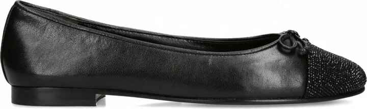Tory Burch Leather Cap-Toe Ballet Flats