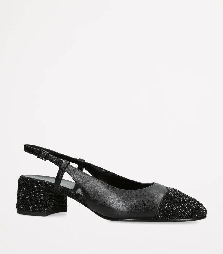 Tory Burch Leather Embellished Slingback Pumps 45 - Image 3