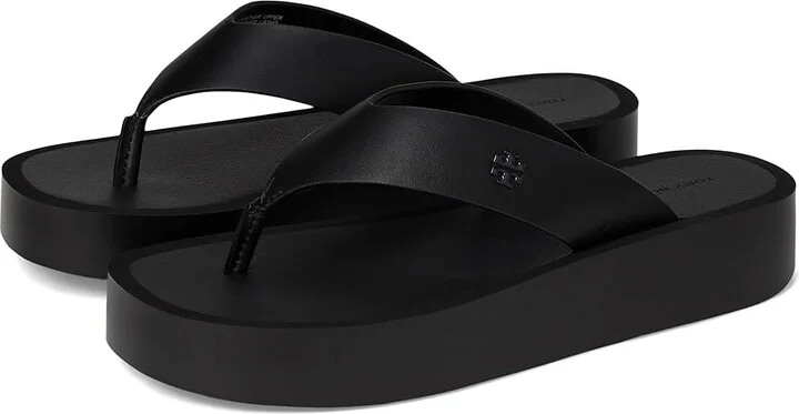 Tory Burch Leather Platform Flip Flop Women's Shoes Black/Black : 11 M