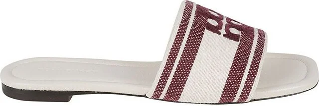 Tory Burch Logo Embroidered Slip-On Slides