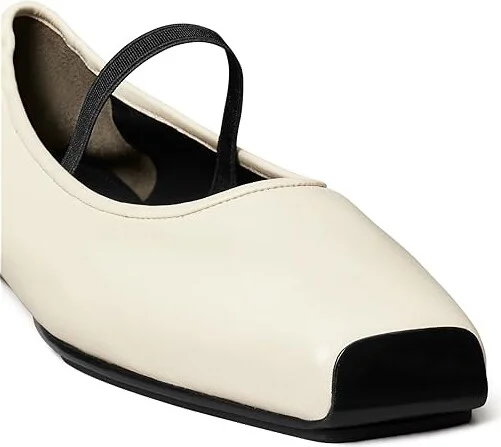 Tory Burch Mary Jane Ballet Women's Flat Shoes New Ivory/Perfect Black : 7.5 M, Leather/Nylon - Image 3