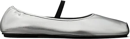Tory Burch Mary Jane Ballet Women's Flat Shoes Silver/Perfect Black : 8 M, Leather/Nylon - Image 4