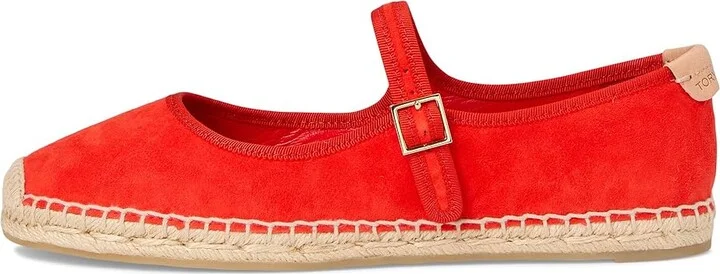 Tory Burch Mary Jane Espadrille Women's Flat Shoes Blazing Red/Blazing Red/Natural : 6 M, Leather - Image 6