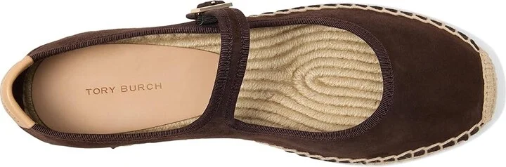 Tory Burch Mary Jane Espadrille Women's Flat Shoes Dark Cocoa/Dark Cocoa/Natural : 11 M, Leather - Image 2