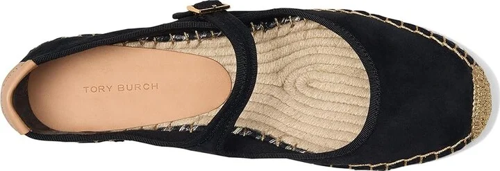 Tory Burch Mary Jane Espadrille Women's Flat Shoes Perfect Black/Perfect Black/Natural : 5 M, Leather - Image 2