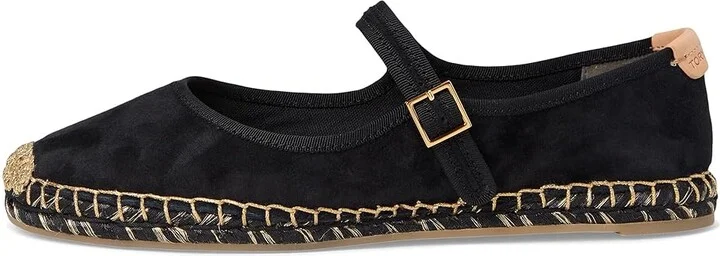 Tory Burch Mary Jane Espadrille Women's Flat Shoes Perfect Black/Perfect Black/Natural : 5 M, Leather - Image 6