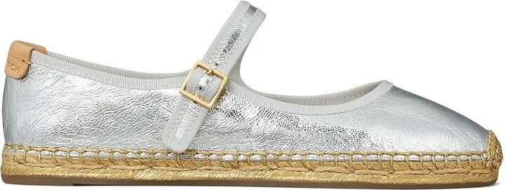 Tory Burch Mary Jane Espadrille Women's Flat Shoes Silver/Gray/Natural : 7.5 M, Leather - Image 4