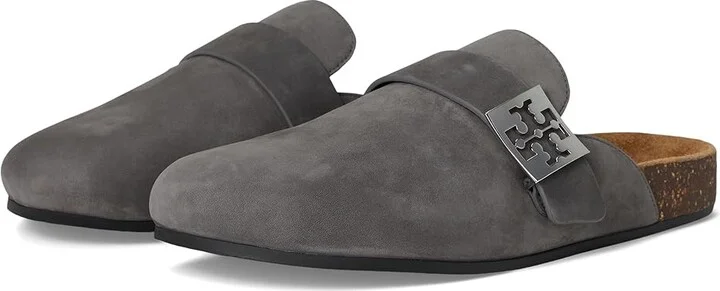 Tory Burch Mellow Mule Women's Shoes Charcoal Gray/Silver : 7.5 M, Suede