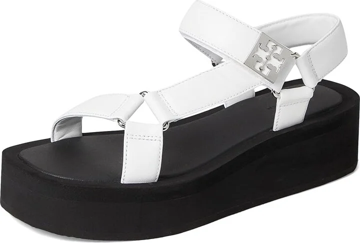 Tory Burch Mellow Platform Sandal Women's Sandals Optic White/Silver/Perfect Black : 9 M, Leather/Rubber - Image 5