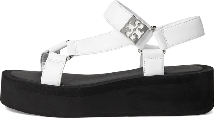 Tory Burch Mellow Platform Sandal Women's Sandals Optic White/Silver/Perfect Black : 9 M, Leather/Rubber - Image 6