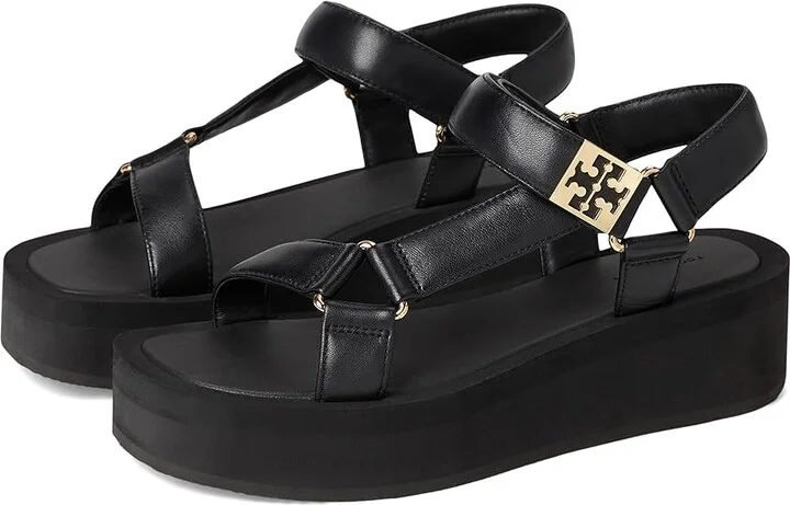 Tory Burch Mellow Platform Sandal Women's Sandals Perfect Black/Gold/Perfect Black : 5 M, Leather/Rubber