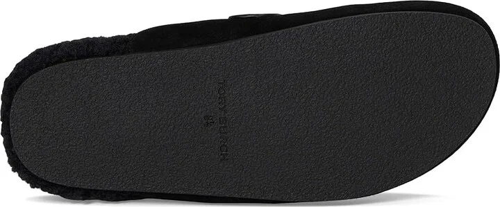 Tory Burch Mellow Shearling Mule Women's Flat Shoes Perfect Black/Perfect Black : 5 M, Leather/Polyester/Rubber - Image 3