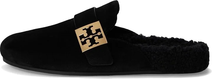 Tory Burch Mellow Shearling Mule Women's Flat Shoes Perfect Black/Perfect Black : 5 M, Leather/Polyester/Rubber - Image 6