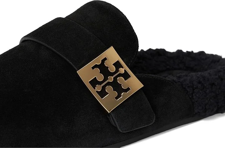 Tory Burch Mellow Shearling Mule Women's Flat Shoes Perfect Black/Perfect Black : 5 M, Leather/Polyester/Rubber - Image 7
