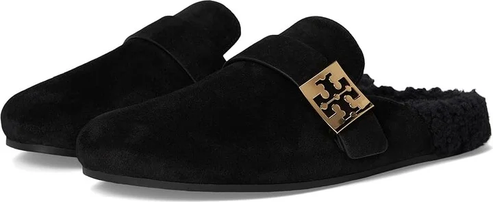 Tory Burch Mellow Shearling Mule Women's Flat Shoes Perfect Black/Perfect Black : 5 M, Leather/Polyester/Rubber