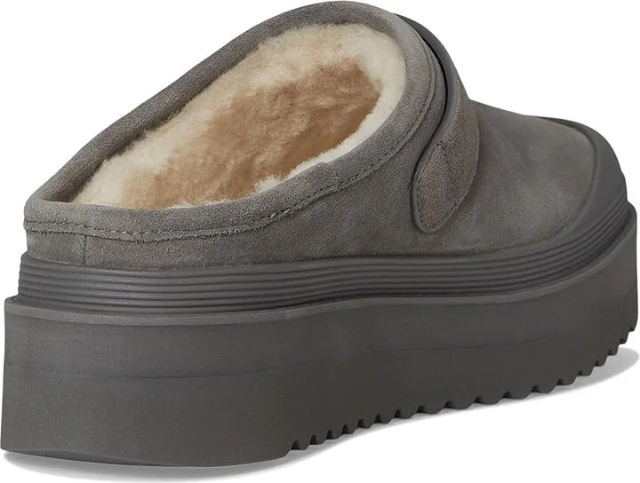 Tory Burch Mellow Shearling Platform Mule Women's Flat Shoes Charcoal Gray/Silver : 6 M, Suede - Image 4