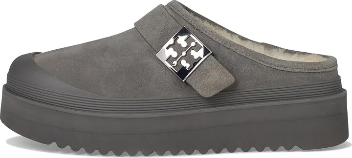 Tory Burch Mellow Shearling Platform Mule Women's Flat Shoes Charcoal Gray/Silver : 6 M, Suede - Image 6