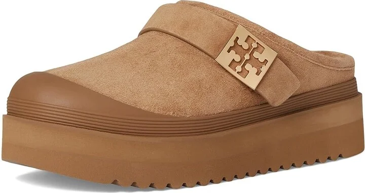 Tory Burch Mellow Shearling Platform Mule Women's Flat Shoes Light Chestnut/Gold : 9.5 M, Suede - Image 5