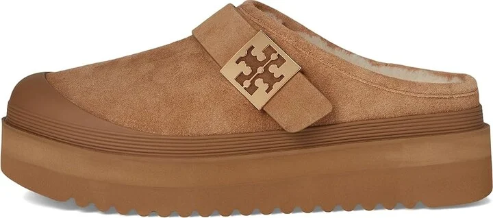 Tory Burch Mellow Shearling Platform Mule Women's Flat Shoes Light Chestnut/Gold : 9.5 M, Suede - Image 6