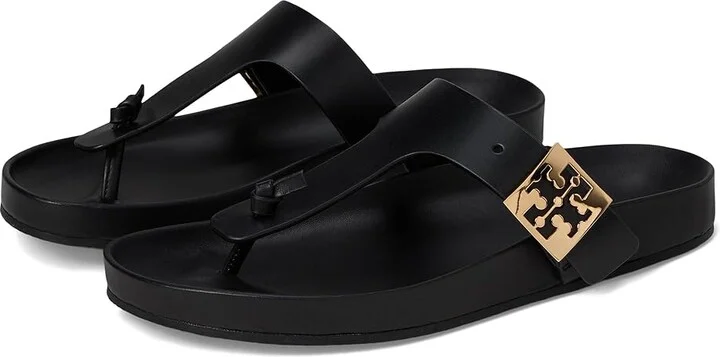 Tory Burch Mellow Thong Sandal Women's Shoes Perfect Black/Perfect Black : 10 M, Leather
