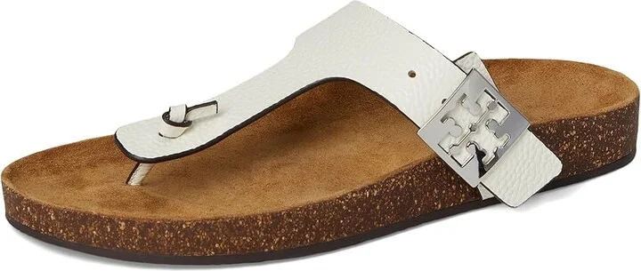 Tory Burch Mellow Thong Sandals Women's Wedge Shoes Blanc/Light Oak : 7.5 M, Suede - Image 5