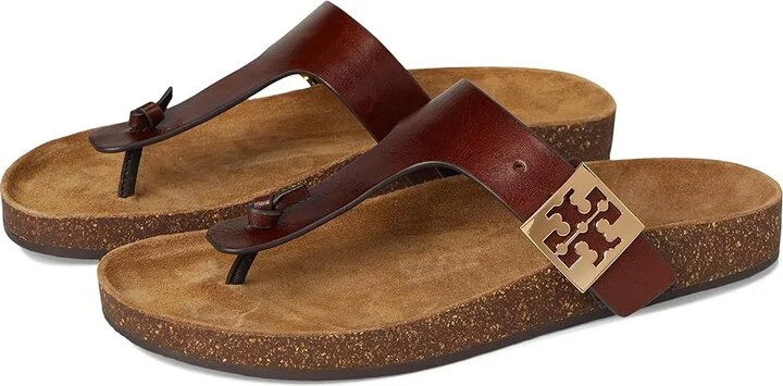 Tory Burch Mellow Thong Sandals Women's Wedge Shoes Negroni/Light Teak : 9.5 M, Suede