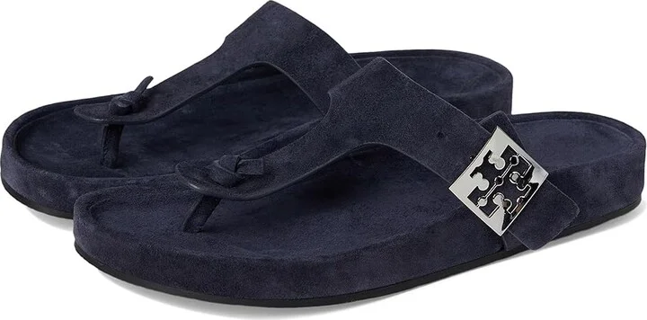 Tory Burch Mellow Thong Sandals Women's Wedge Shoes New Navy/New Navy : 6.5 M, Suede