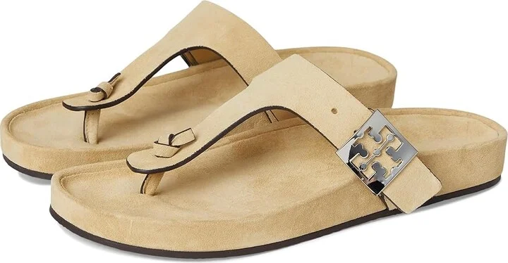 Tory Burch Mellow Thong Sandals Women's Wedge Shoes Praline/Praline : 7 M, Suede