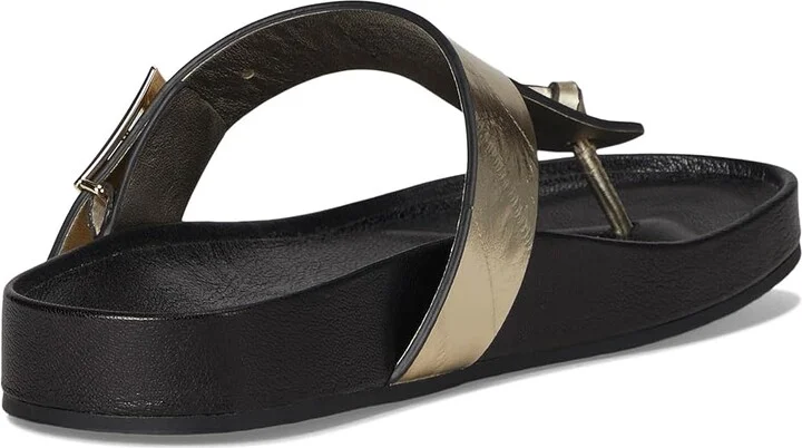 Tory Burch Mellow Thong Sandals Women's Wedge Shoes Spark Gold/Perfect Black : 6.5 M, Suede - Image 4