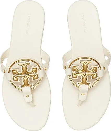 Tory Burch Metal Miller Soft Women's Shoes New Cream/Gold : 4.5 M, Leather - Image 2