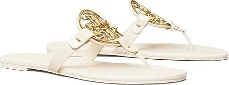 Tory Burch Metal Miller Soft Women's Shoes New Cream/Gold : 4.5 M, Leather