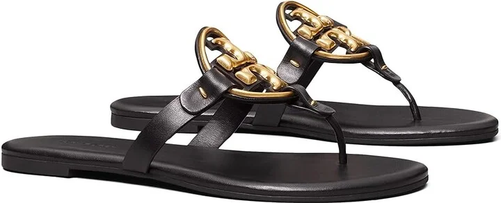 Tory Burch Metal Miller Soft Women's Shoes Perfect Black/Gold : 5 M, Leather