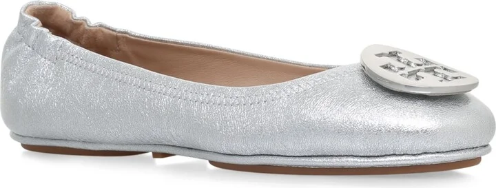 Tory Burch Metallic Leather Minnie Travel Ballet Flats