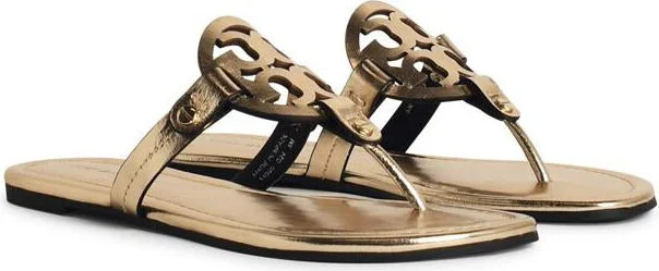 Tory Burch 'Miller' Beige Leather Flip-Flops - Image 2